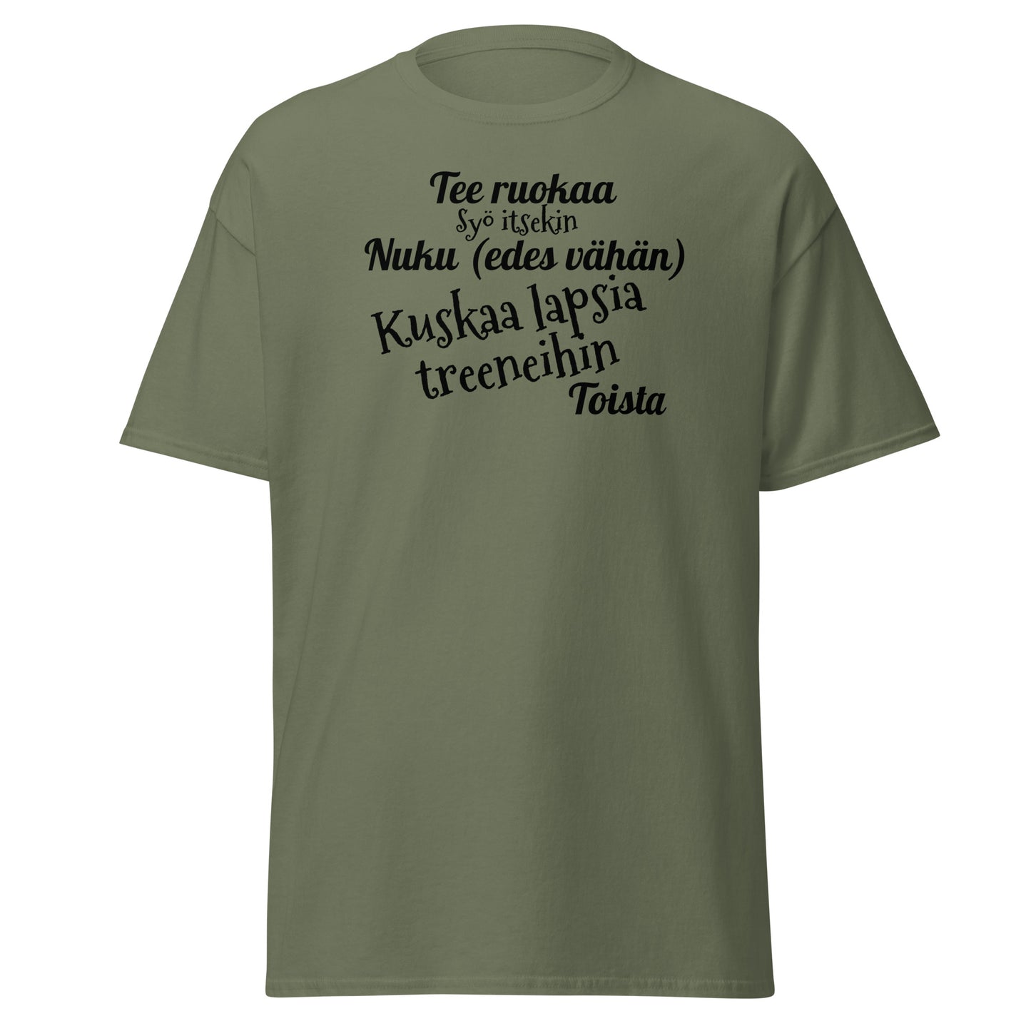 Kuskaa lasta treeneihin t-paita unisex