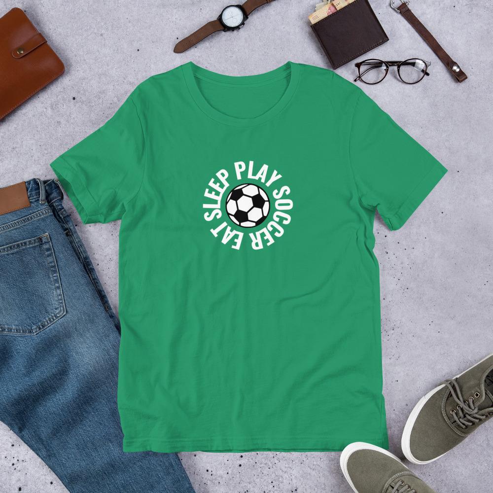Eat Sleep Play Soccer t-paita unisex - FourFan