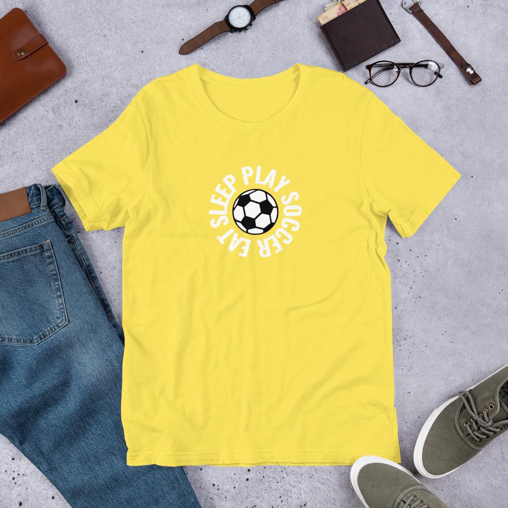 Eat Sleep Play Soccer t-paita unisex - FourFan