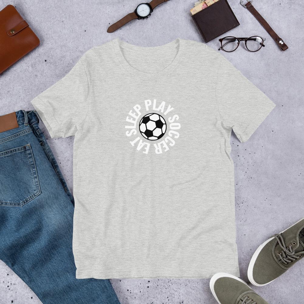 Eat Sleep Play Soccer t-paita unisex - FourFan
