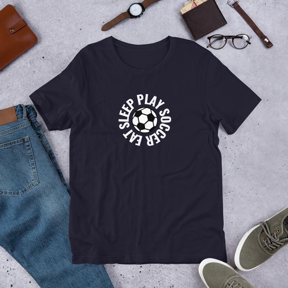 Eat Sleep Play Soccer t-paita unisex - FourFan