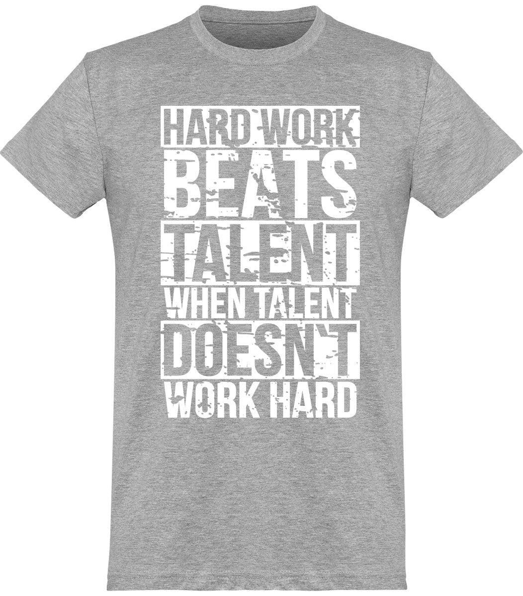 Hard Work valkoinen teksti unisex t-paita - FourFan