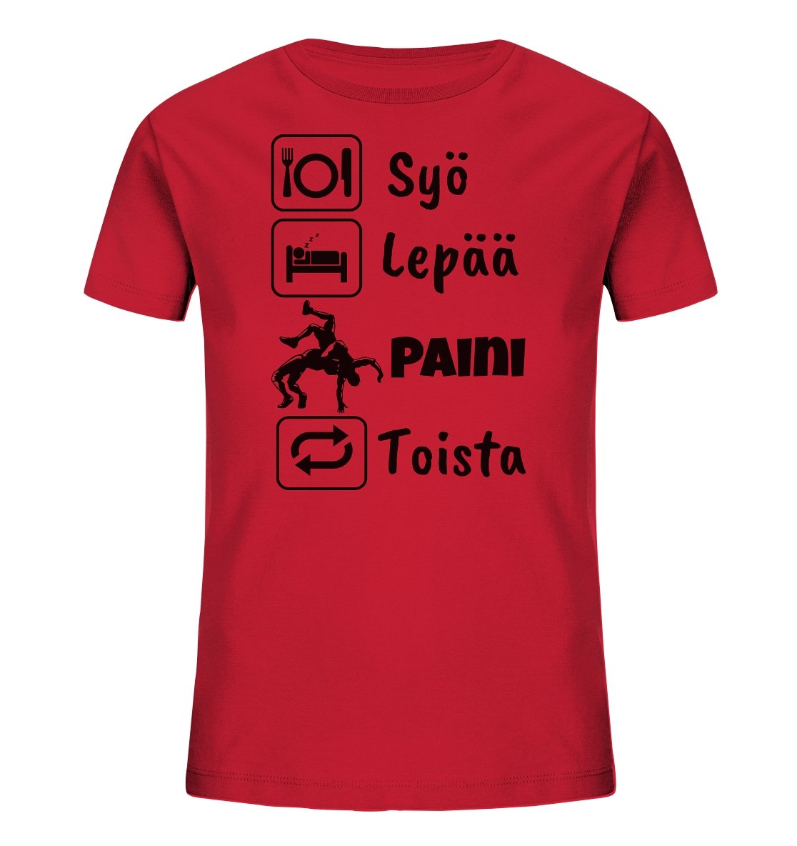 Lasten Syö Lepää Paini EKo t-paita - FourFan