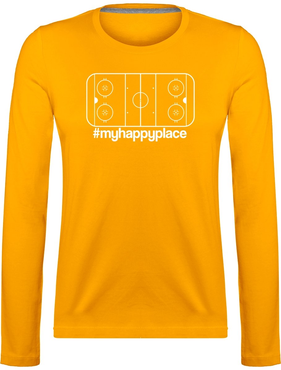 #myhappyplace valkoinen kaukalo pitkähihainen t-paita naisten malli - FourFan