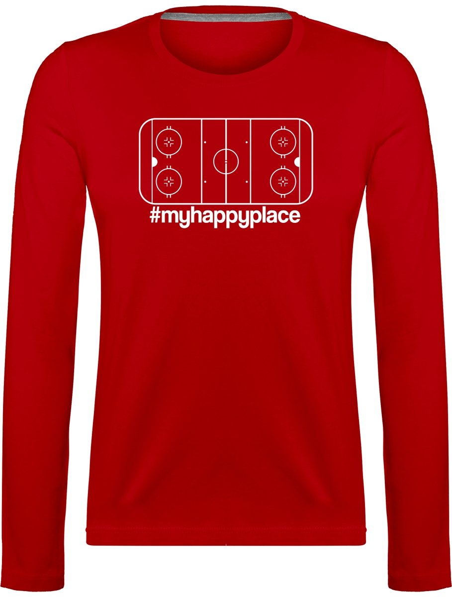 #myhappyplace valkoinen kaukalo pitkähihainen t-paita naisten malli - FourFan