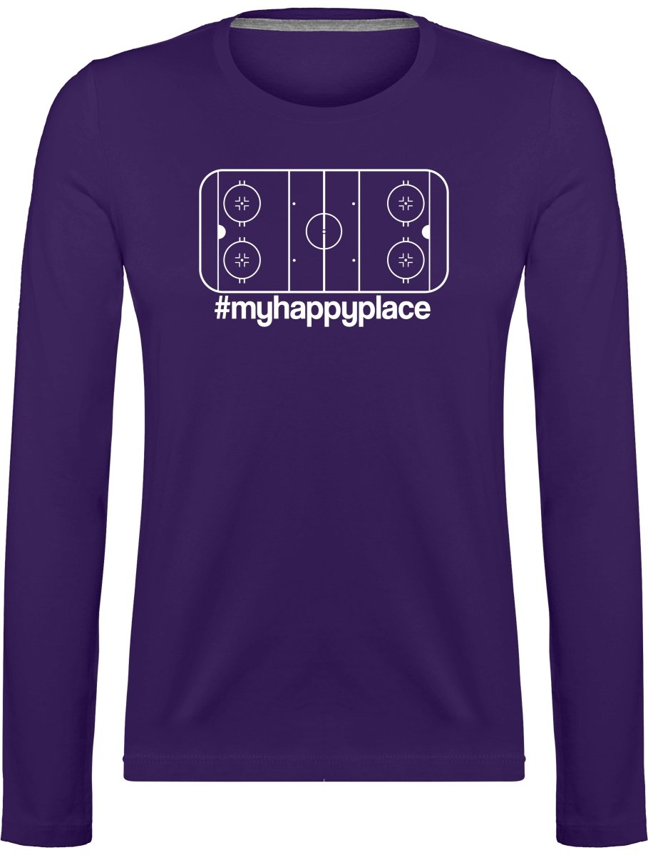 #myhappyplace valkoinen kaukalo pitkähihainen t-paita naisten malli - FourFan