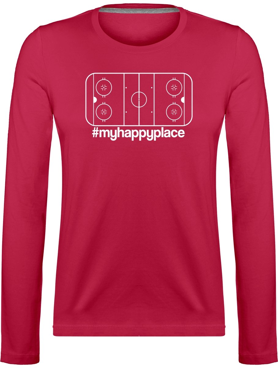 #myhappyplace valkoinen kaukalo pitkähihainen t-paita naisten malli - FourFan