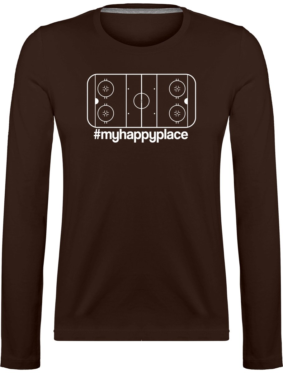 #myhappyplace valkoinen kaukalo pitkähihainen t-paita naisten malli - FourFan