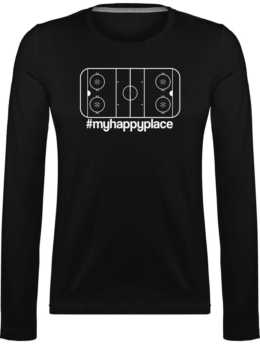 #myhappyplace valkoinen kaukalo pitkähihainen t-paita naisten malli - FourFan