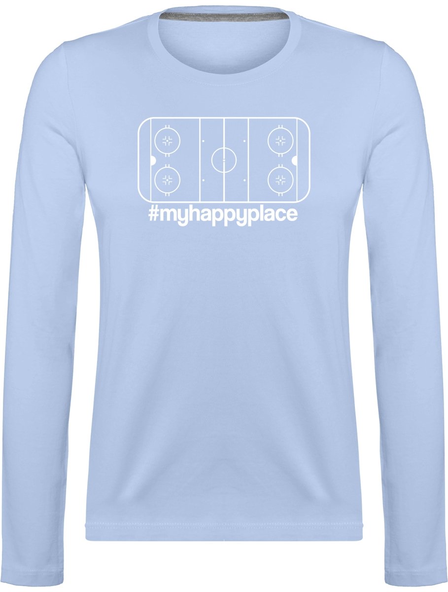 #myhappyplace valkoinen kaukalo pitkähihainen t-paita naisten malli - FourFan