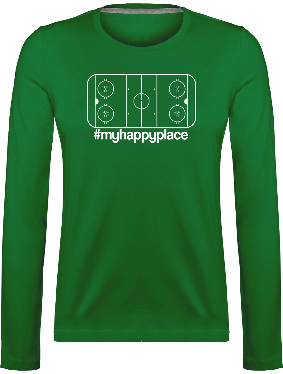 #myhappyplace valkoinen kaukalo pitkähihainen t-paita naisten malli - FourFan