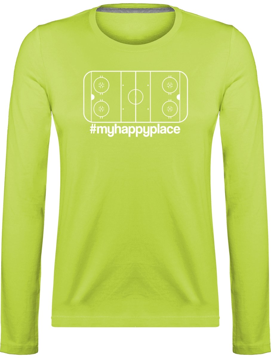 #myhappyplace valkoinen kaukalo pitkähihainen t-paita naisten malli - FourFan