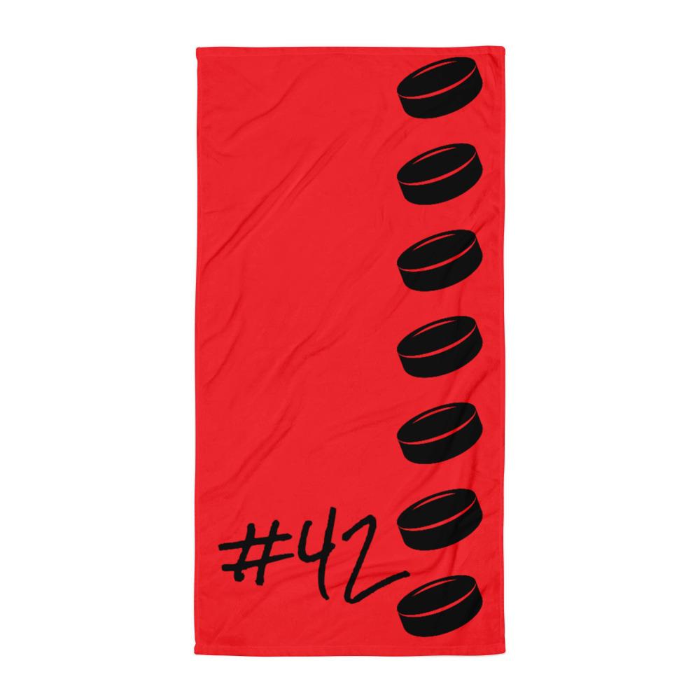Pelaajan numero jääkiekko pyyhe # - FourFan
