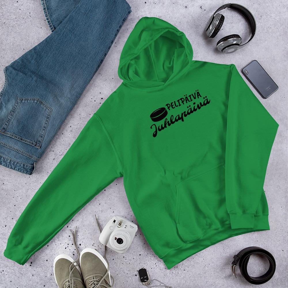 Pelipäivä Juhlapäivä Jääkiekko huppari (musta teksti) - FourFan