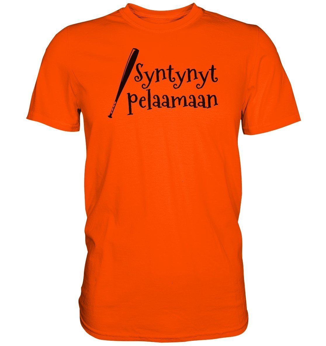 Syntynyt pelaamaan Pesäpallo t-paita unisex VIHREÄ (XL) ORANSSI (L) - FourFan