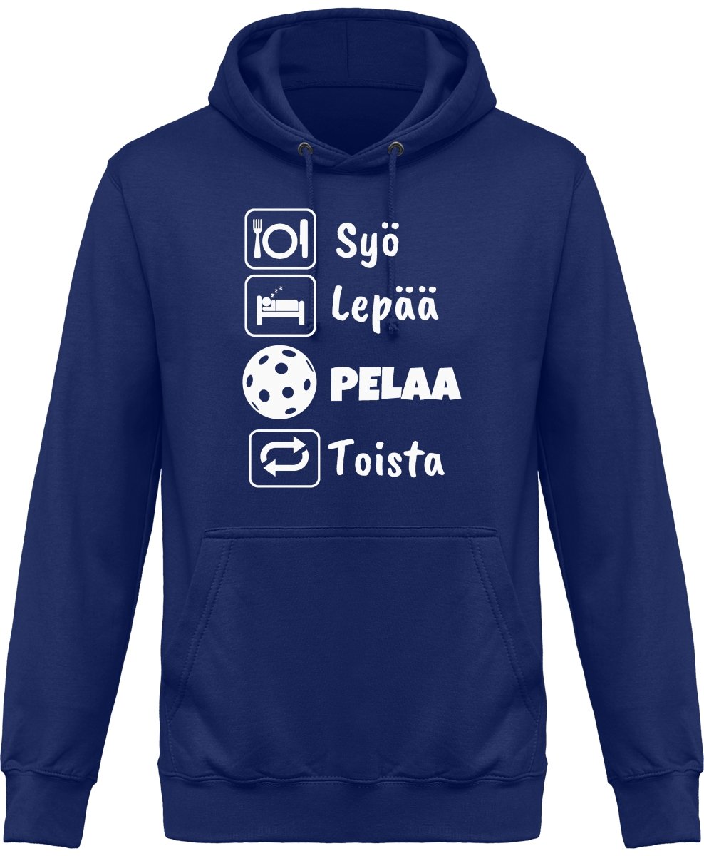 Syö, Lepää, Salibandy unisex huppari valkoinen teksti - FourFan