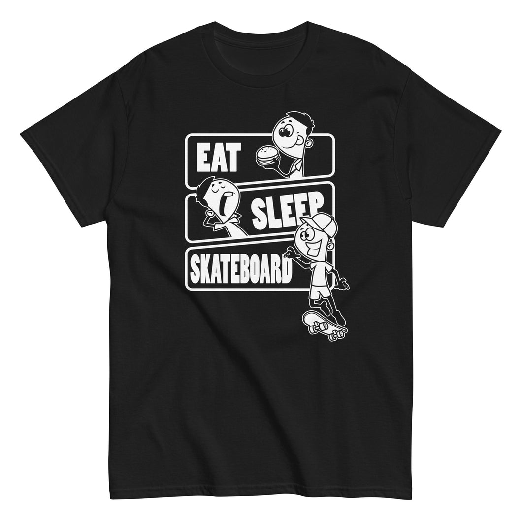 Eat sleep skateboard t-paita