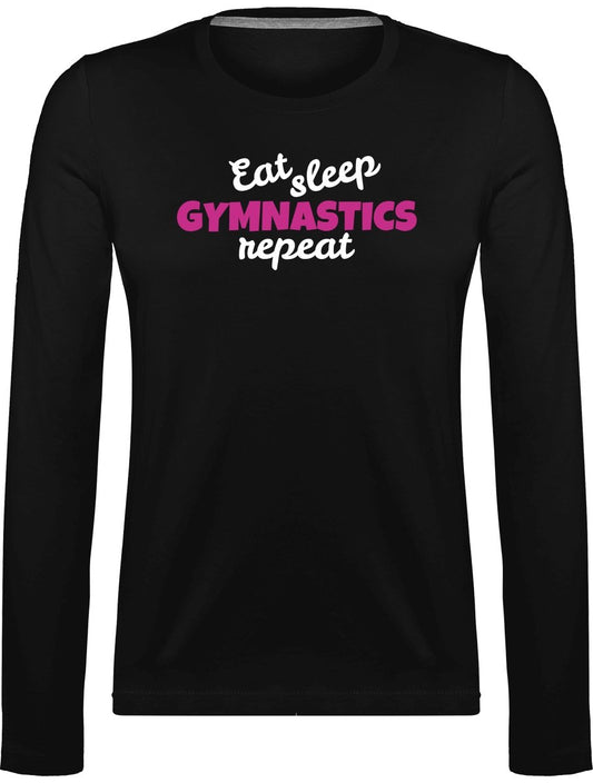 Eat Sleep Gymnastics naisten paita MUSTA (koot S ja M) - FourFan