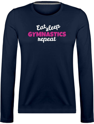 Eat, Sleep, Gymnastics naisten pitkähihainen t-paita - FourFan