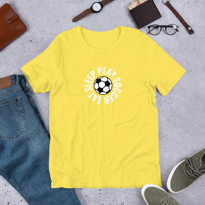 Eat Sleep Play Soccer t-paita unisex - FourFan
