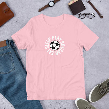 Eat Sleep Play Soccer t-paita unisex - FourFan