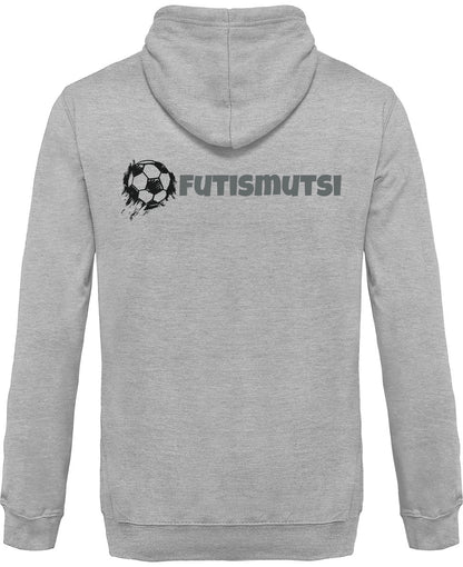 Futismutsi vetoketjullinen huppari unisex harmaa teksti - FourFan