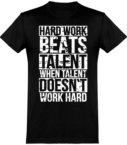 Hard Work valkoinen teksti unisex t-paita - FourFan