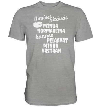 Ihmiset pitävät jääkiekko t-paita valkoisella tekstillä - Premium Shirt - FourFan