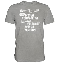 Load image into Gallery viewer, Ihmiset pitävät jääkiekko t-paita valkoisella tekstillä - Premium Shirt - FourFan
