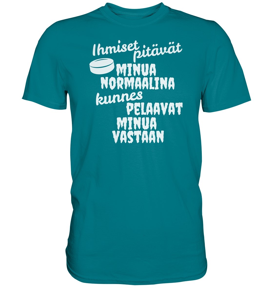 Ihmiset pitävät jääkiekko t-paita valkoisella tekstillä - Premium Shirt - FourFan