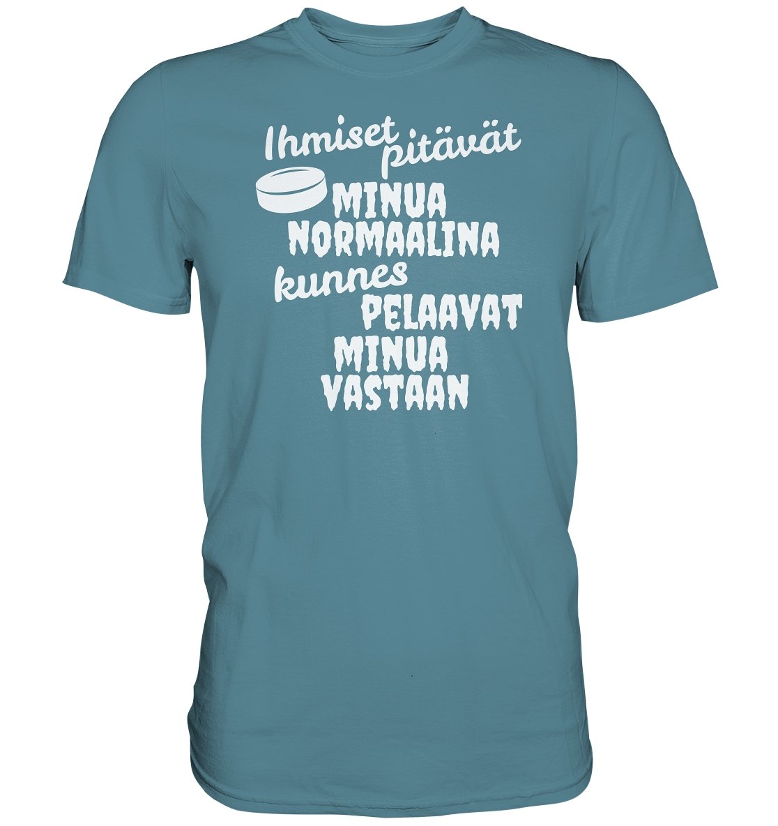 Ihmiset pitävät jääkiekko t-paita valkoisella tekstillä - Premium Shirt - FourFan