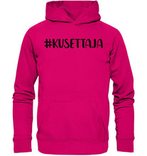 Load image into Gallery viewer, #kusettaja huppari unisex musta teksti - FourFan
