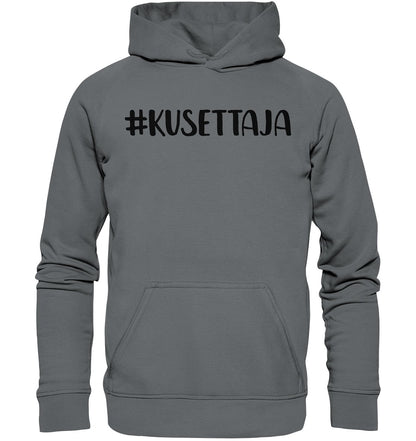 #kusettaja huppari unisex musta teksti - FourFan