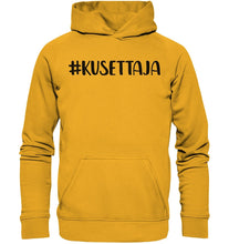 Load image into Gallery viewer, #kusettaja huppari unisex musta teksti - FourFan
