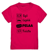 Load image into Gallery viewer, Lasten Syö, Lepää, Jääkiekko t-paita - Premium Shirt - FourFan
