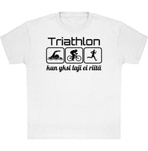 Load image into Gallery viewer, Lasten Triathlon yksi laji ei riitä t-paita - FourFan
