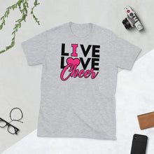 Lataa kuva Galleria-katseluun, Live Love Cheer t-paita unisex - FourFan
