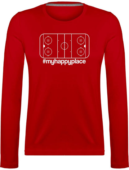 #myhappyplace valkoinen kaukalo pitkähihainen t-paita naisten malli - FourFan