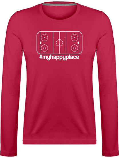 #myhappyplace valkoinen kaukalo pitkähihainen t-paita naisten malli - FourFan