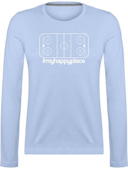 #myhappyplace valkoinen kaukalo pitkähihainen t-paita naisten malli - FourFan