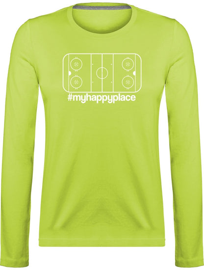 #myhappyplace valkoinen kaukalo pitkähihainen t-paita naisten malli - FourFan