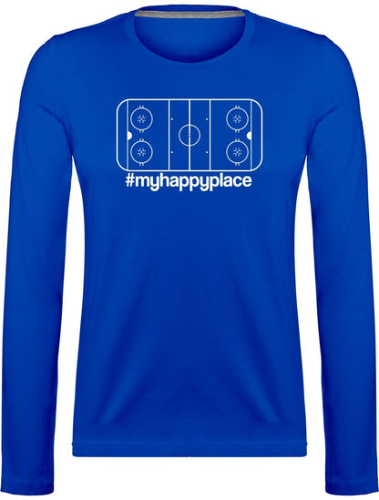 #myhappyplace valkoinen kaukalo pitkähihainen t-paita naisten malli - FourFan