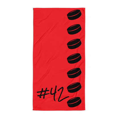 Pelaajan numero jääkiekko pyyhe # - FourFan