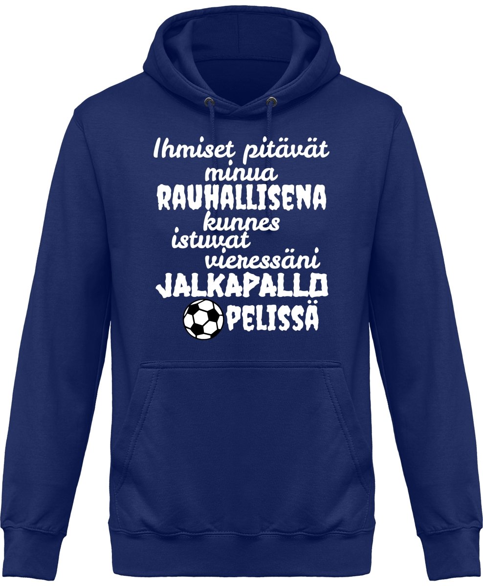 Rauhallisena kunnes jalkapallo huppari unisex valkoisella tekstillä - FourFan