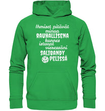 Load image into Gallery viewer, Rauhallisena kunnes salibandy hupaari unisex - Basic Unisex Hoodie - FourFan
