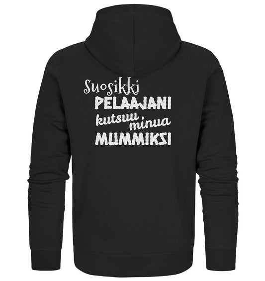 Suosikkipelaajani mummiksi vetoketjullinen huppari unisex DARK HEATHER GREY (koko M) - FourFan