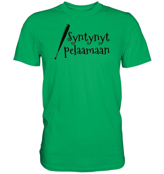 Syntynyt pelaamaan Pesäpallo t-paita unisex VIHREÄ (XL) ORANSSI (L) - FourFan