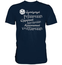 Load image into Gallery viewer, Syntynyt pelaamaan salibandy t-paita - FourFan
