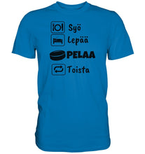 Load image into Gallery viewer, Syö, Lepää, Jääkiekko t-paita unisex - Premium Shirt - FourFan
