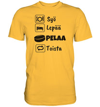 Load image into Gallery viewer, Syö, Lepää, Jääkiekko t-paita unisex - Premium Shirt - FourFan
